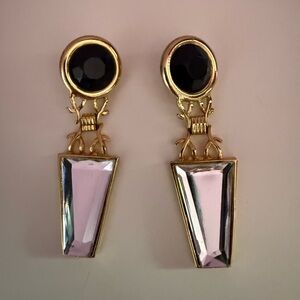 Vintage Gold and Black Mirror Earrings 💎